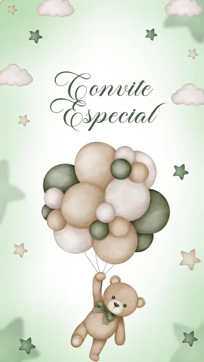Convite animado - Chá de bebê verde 