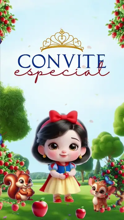Convite Animado - Branca de Neve Baby