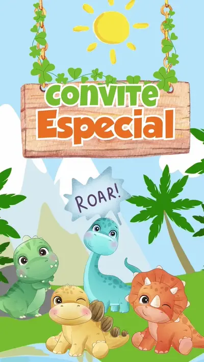 Convite Animado - Dinobaby