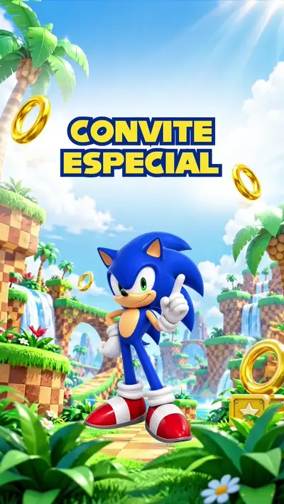 Convite Animado - Sonic 