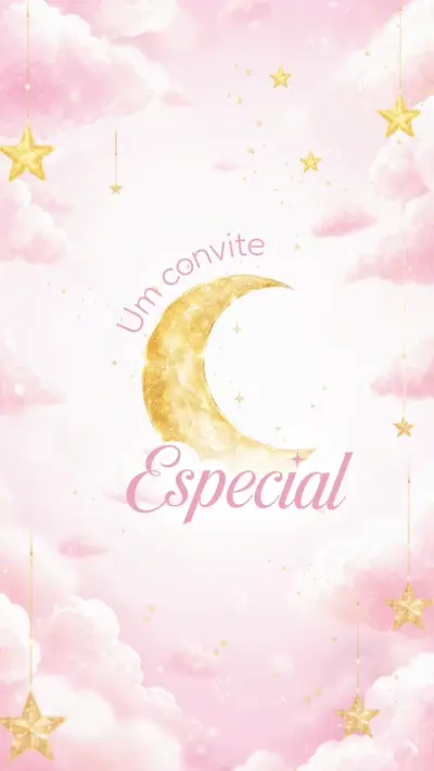 Convite Animado - Lua e as estrelas 