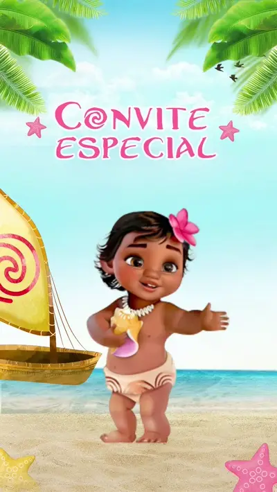 Convite Animado - Moana Baby